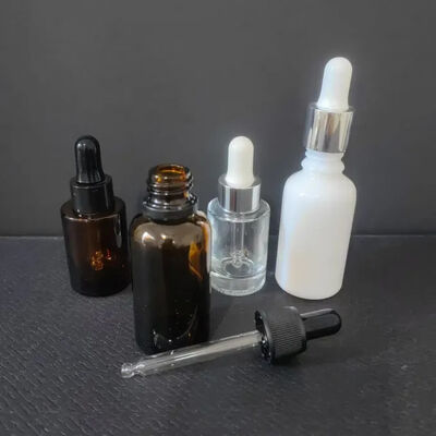 Szkło na zamówienie Slant Shoulder 1 oz Hair Eye Essential Essence Packaging Skincare Serum Flask 30ml Frosted Dropper Flask z pudełkiem