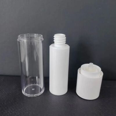 Pustka 30 ml Mini Przejrzysty Vakuum ABS Plastic Lotion Flask z białą bezprzewodową czapką pompy