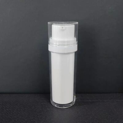 Pustka 30 ml Mini Przejrzysty Vakuum ABS Plastic Lotion Flask z białą bezprzewodową czapką pompy
