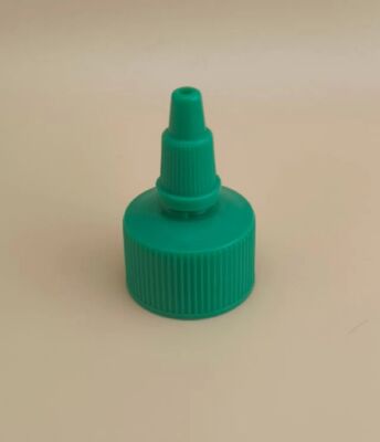 Zielona plastikowa czapka żelazowa z żebrami do butelek farbowych