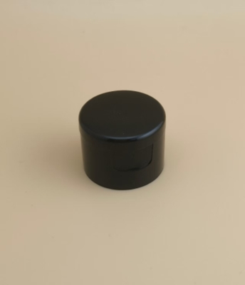 Czarne plastikowe okrągłe gładkie pokrywki do butelek kosmetycznych